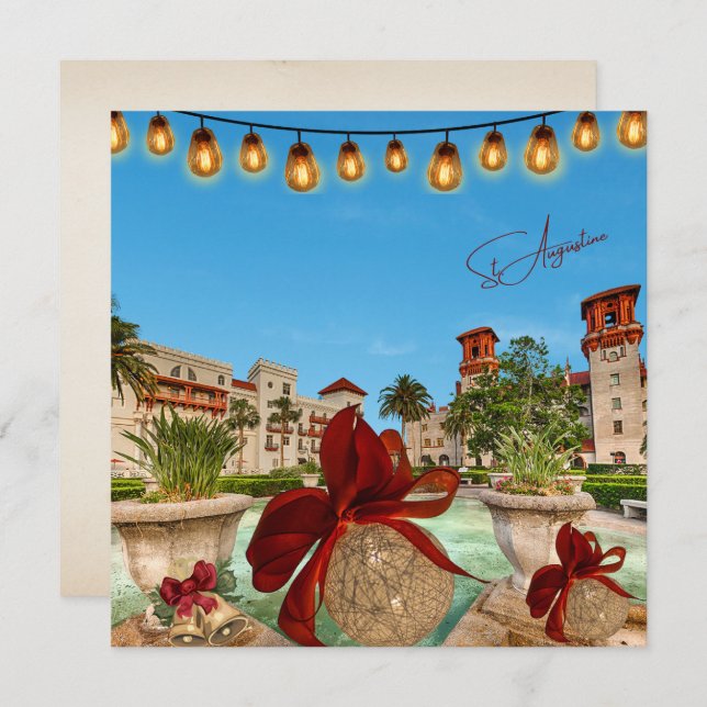 Merry Christmas from St Augustine Florida Elegant Holiday Card (Front/Back)