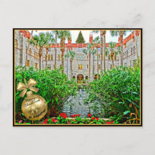 Merry Christmas from St (Saint) Augustine Florida Holiday Postcard