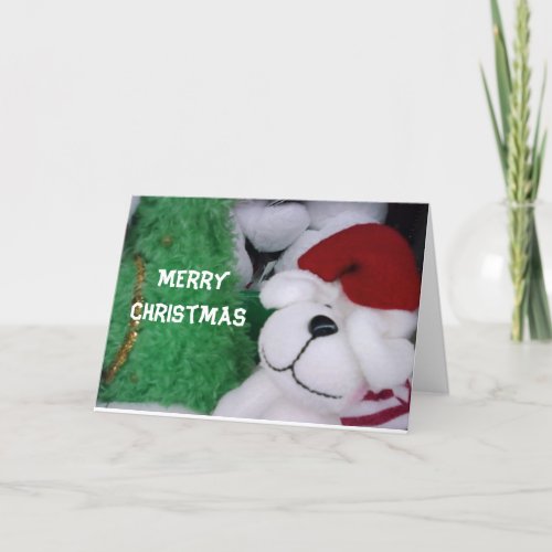 MERRY CHRISTMAS FROM STUFFED CHRISTMAS DOG HOLIDAY CARD