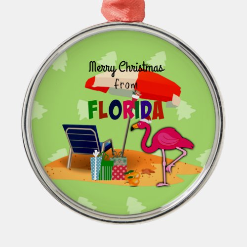Merry Christmas from Sunny Florida Metal Ornament