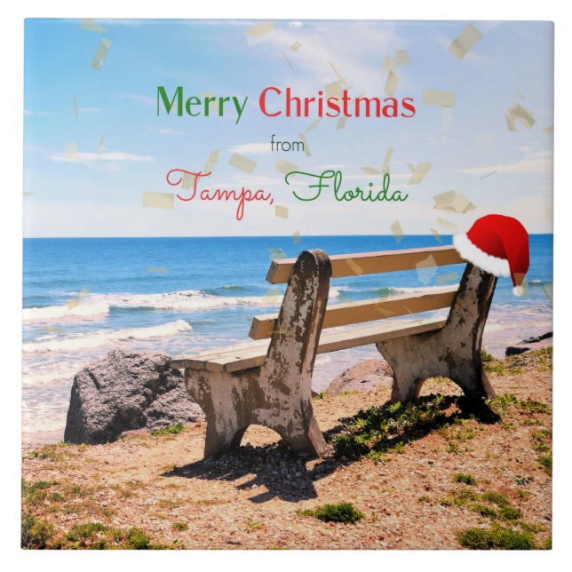 Merry Christmas from Tampa, Florida Ceramic Tile (Front)