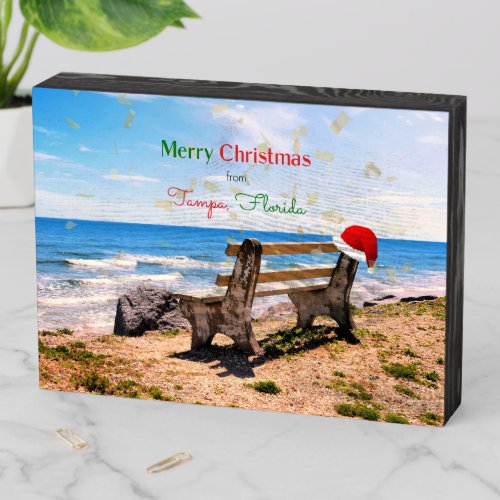 Merry Christmas from Tampa Florida  Wooden Box Sign