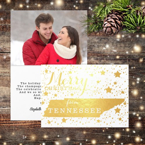 Merry Christmas from Tennessee State Outline Photo Foil Card