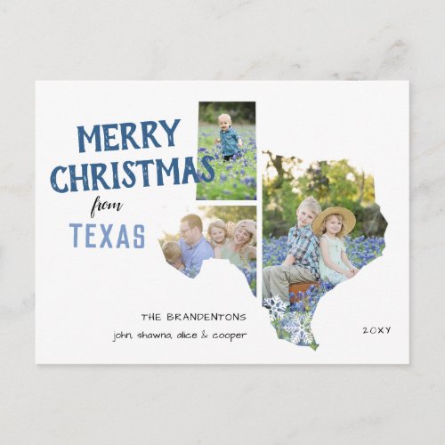 Merry Christmas from Texas Three Photo Postcard