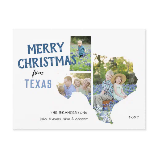 Merry Christmas from Texas Three Photo Postcard