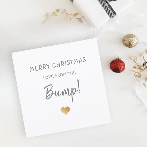 merry Christmas from the baby bump gold heart Holiday Card