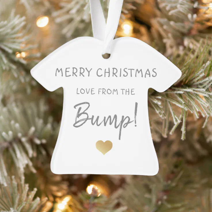 Merry Christmas From The Baby Bump Gold Heart Ornament Zazzle