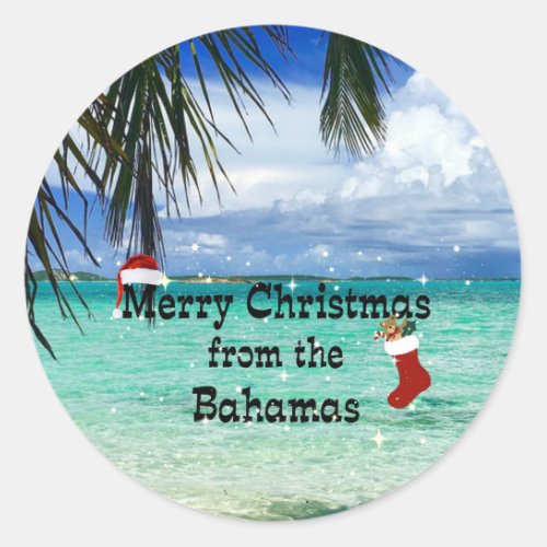 Merry Christmas from the Bahamas Classic Round Sticker