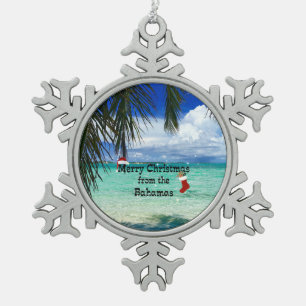 Merry Christmas from the Bahamas Snowflake Pewter Christmas Ornament