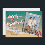 Merry Christmas From the Beach Christmas Card<br><div class="desc">Tropical theme beach Christmas card features ocean waves,  sand,  and proclaims,  "Merry Christmas!". Fun and festive beachy holiday card.</div>