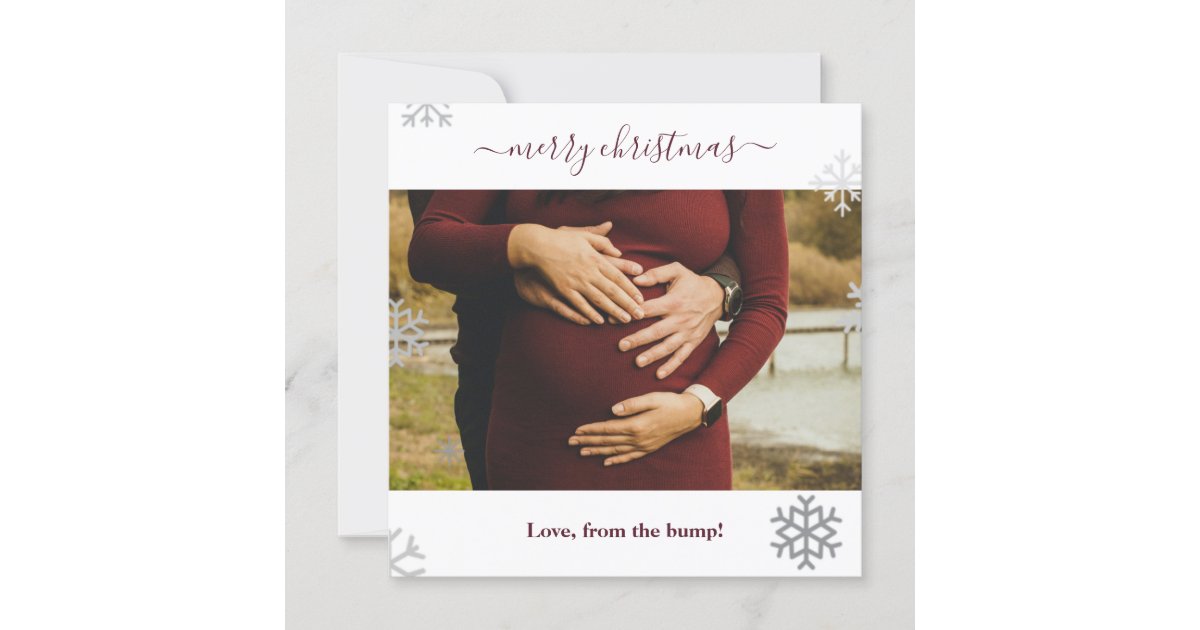 Merry Christmas From The Bump Snowflakes Photo Holiday Card Zazzle Com