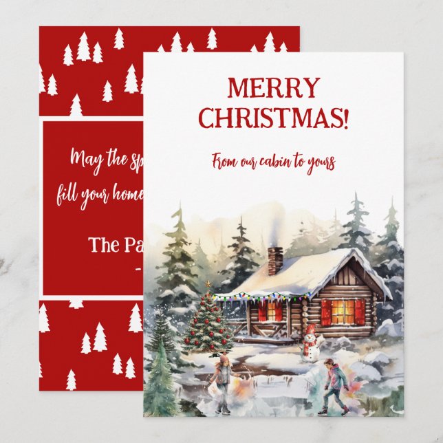 Merry Christmas from the Cabin Flat Holiday Card (Front/Back)