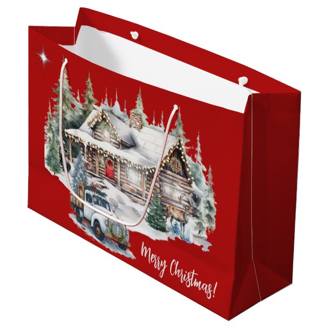 Merry Christmas from the Cabin Holiday  Large Gift Bag (Front Angled)