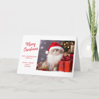 Merry Christmas from the Cat in a Santa Hat Holiday Card