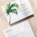 Merry Christmas From the Coast Holiday Moving Announcement Postcard<br><div class="desc">Christmas Holiday Coastal Moving Palm Tree Announcement you can easily customize by clicking the "Personalize" button. Add your custom message and names on the reverse side</div>