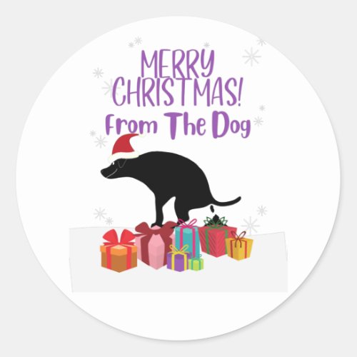 Merry Christmas from the Dog Classic Round Sticker