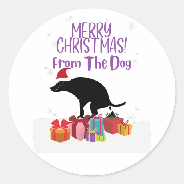 Merry Christmas from the Dog Classic Round Sticker (Front)
