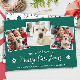 Merry Christmas From The Dog Custom 3 Pet Photo Holiday Card