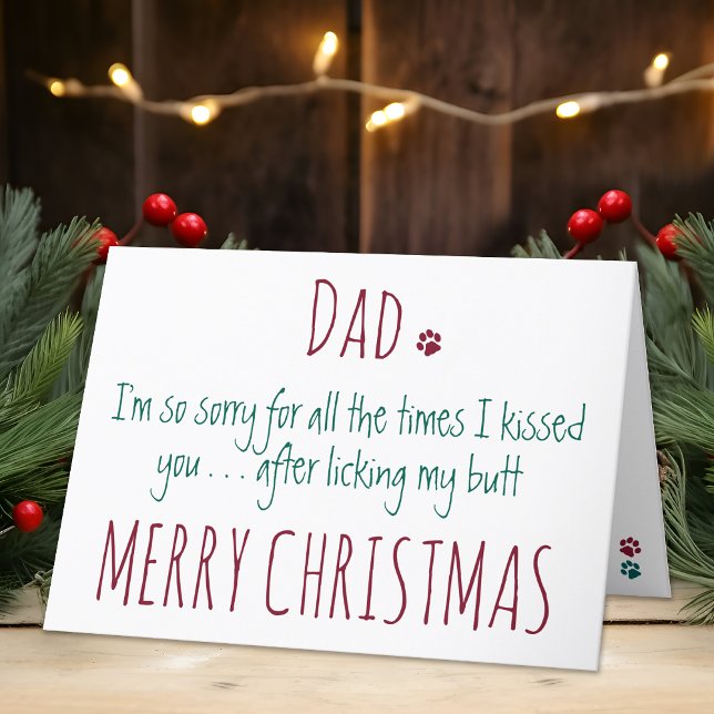 Merry Christmas From The Dog - Humor Funny Dog Dad Holiday Card (Creator Uploaded)