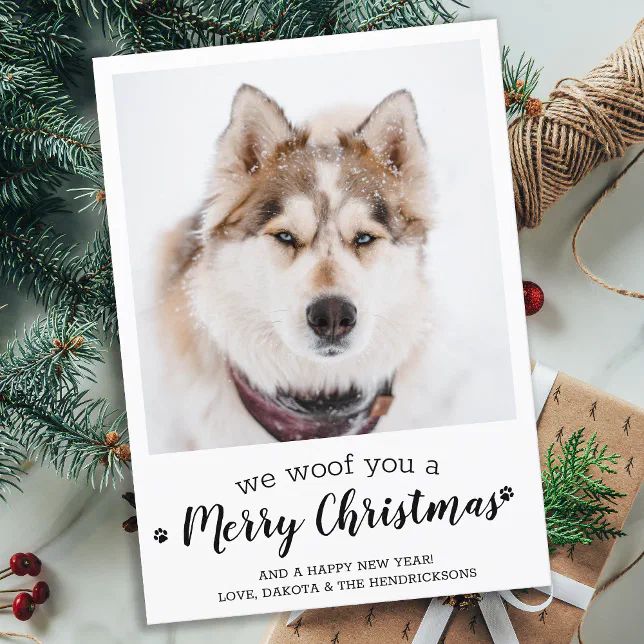 Merry Christmas From The Dog Modern Pet Photo Holiday Card | Zazzle