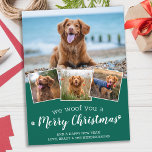 Merry Christmas From The Dog Pet Photo Collage Hol Postcard<br><div class="desc">We Woof You A Merry Christmas! Send cute and fun holiday greetings with this super cute personalized custom pet photo holiday card. Merry Christmas wishes from the dog with cute paw prints in a fun modern photo collage design. Add your dog's photos or family photos with the dog, and personalize...</div>