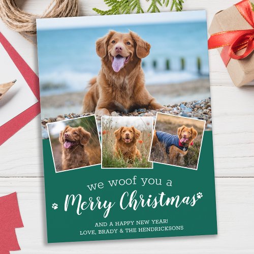 Merry Christmas From The Dog Pet Photo Collage Hol Postcard