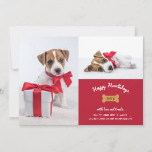Merry Christmas from the Dog Red with Photo Grid Holiday Card