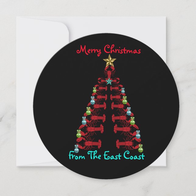 Merry Christmas from the East Coast lobster tree Holiday Card (Front)
