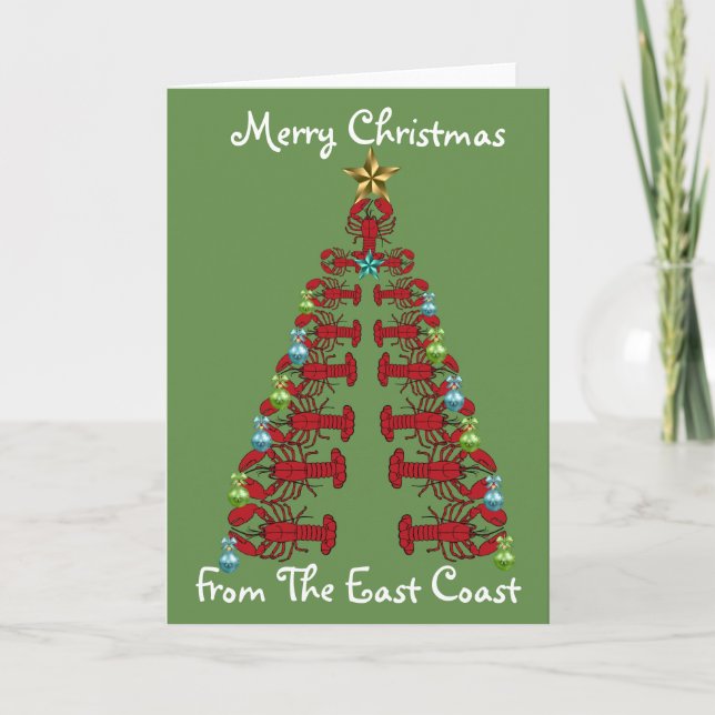 Merry Christmas from the East Coast lobster tree Holiday Card (Front)