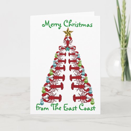 Merry Christmas from the East Coast Lobster tree Holiday Card