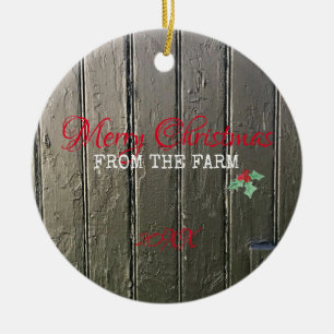 Merry Christmas from the Farm Photo Horse Barn Ceramic Ornament