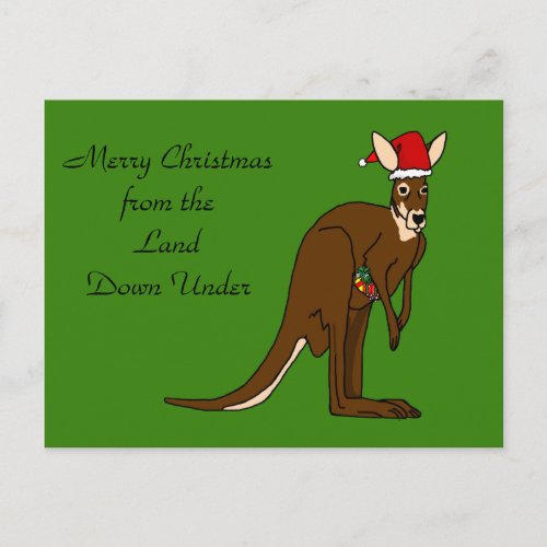 Merry Christmas from the Land Down Under Kangaroo Holiday Postcard