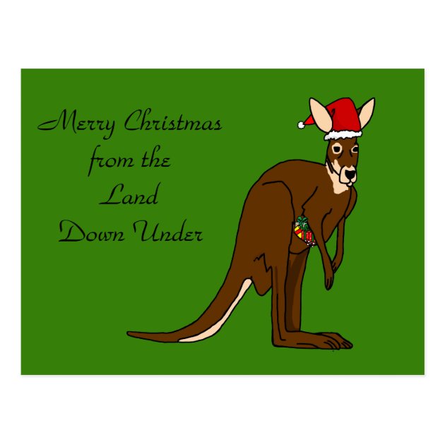 Merry Christmas From The Land Down Under Kangaroo Postcard