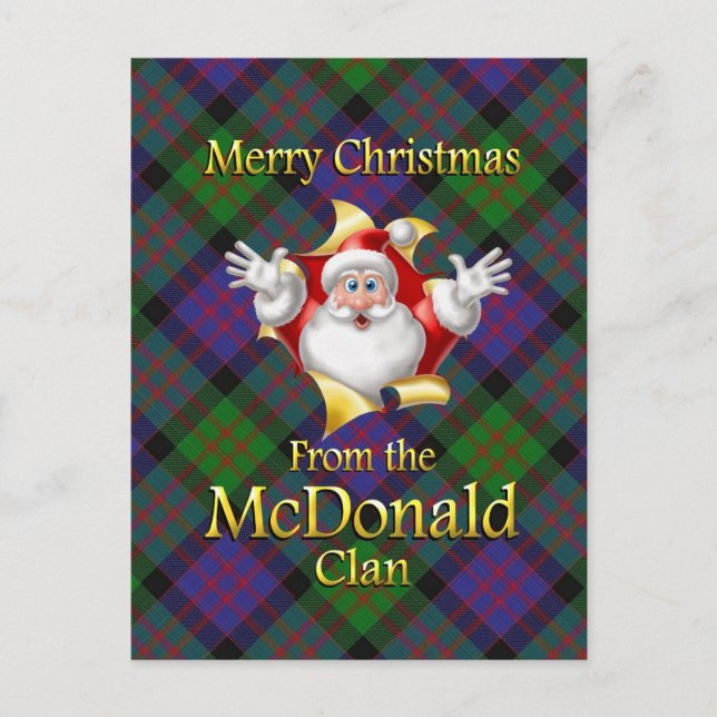 Merry Christmas From the McDonald Clan Holiday Postcard (Front)