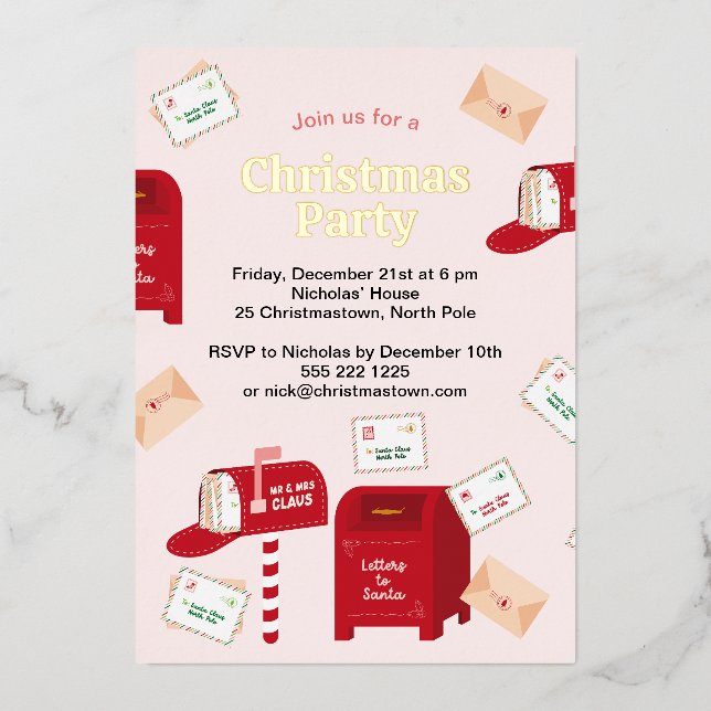 Merry Christmas from the North Pole Foil Invitation (Front)