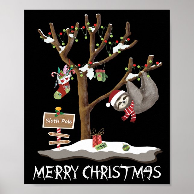 MERRY CHRISTMAS FROM THE SLOTH POLE Holiday Poster (Front)