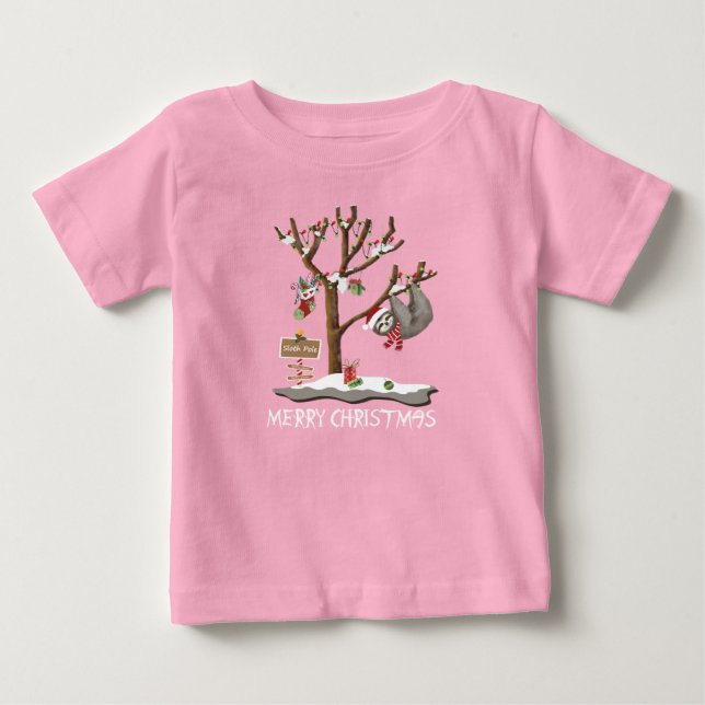 MERRY CHRISTMAS FROM THE SLOTH POLE Infant Baby T-Shirt (Front)