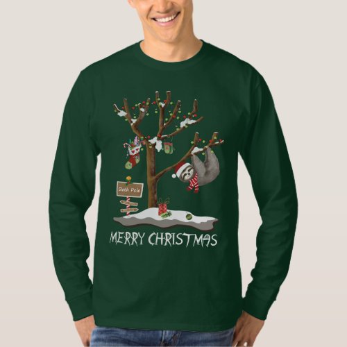 MERRY CHRISTMAS FROM THE SLOTH POLE Mens Holiday T_Shirt