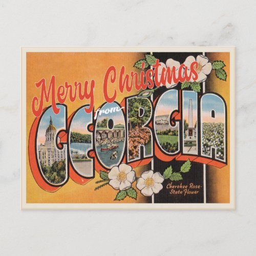 Merry Christmas from the state of Georgia vintage Postcard