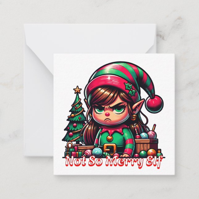 Merry Christmas from this Little Grumpy Elf  Note Card (Front)