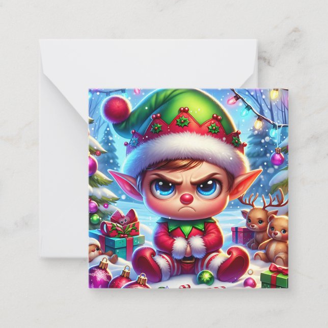 Merry Christmas from this Little Grumpy Elf  Note Card (Front)