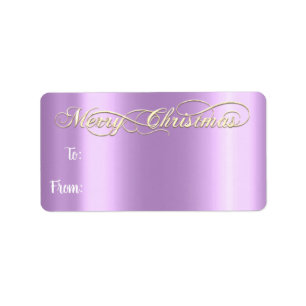Merry Christmas From To Hand Lettered Gold Purple Label