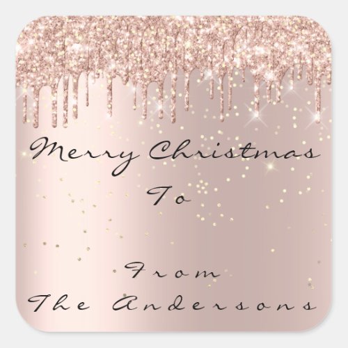 Merry Christmas From To Holdidays Seasonal Name Square Sticker