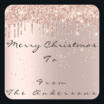 Merry Christmas From To Holdidays Seasonal Name Square Sticker<br><div class="desc">florenceK design</div>