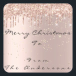 Merry Christmas From To Holdidays Seasonal Name Square Sticker<br><div class="desc">florenceK design</div>