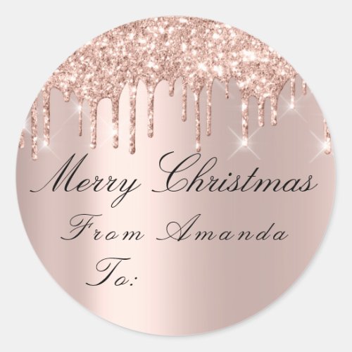 Merry Christmas From To Holidays Spark Rose Joy Classic Round Sticker