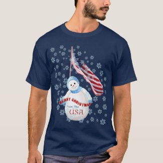 Merry Christmas from USA Snowman T-shirt