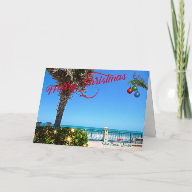 Merry Christmas from Vero Beach Florida Oceanfront Holiday Card (Front)
