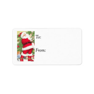 Merry Christmas From Vintage Santa Gift Tag