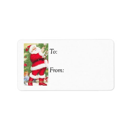 Merry Christmas From Vintage Santa Gift Tag